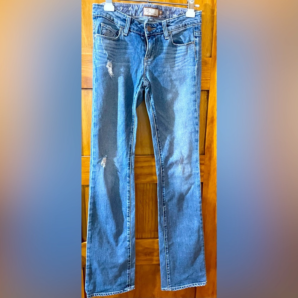 PAIGE Embroidered Medium Wash Bootcut Jeans